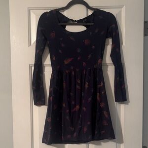 O'Neill Dark Navy Long-Sleeve Dress with Feather Accent
